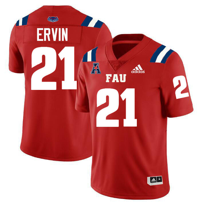 #21 Ethan Ervin FAU Jersey,Florida Atlantic Owls Football Jersey,Uniforms,Gears-Red #21 Ethan Ervin FAU Jersey,Florida Atlantic Owls Football Jersey,Uniforms,Gears-Red